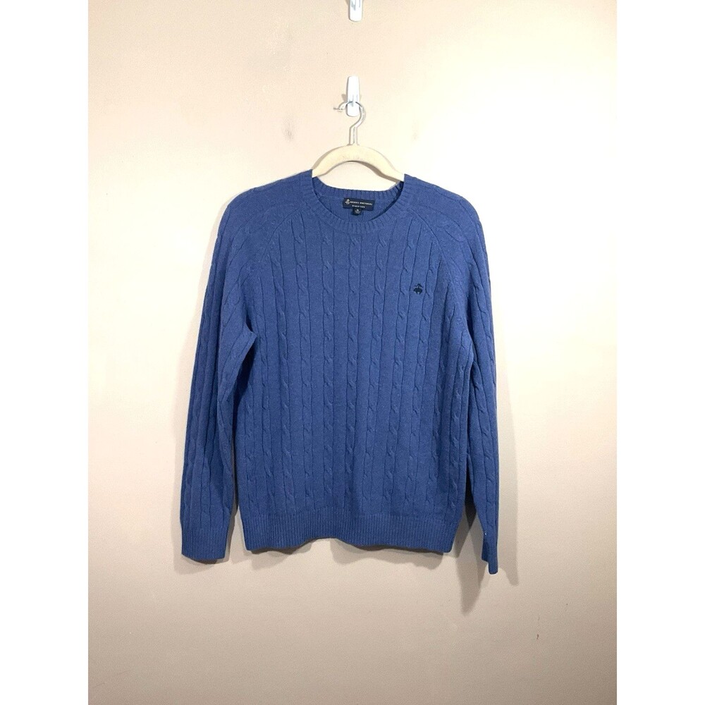 Brooks Brothers Mens Italian Yarn Wool Crewneck Sweater XL Blue Preppy Old Money